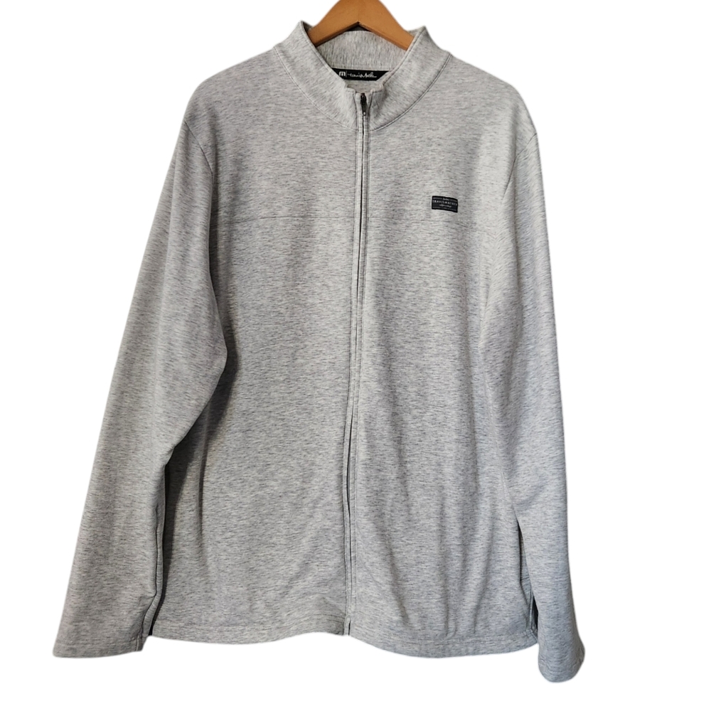 Travis Mathew Men's Size XL Cash Out Zip-Up Sweater Jacket Heather Light Grey